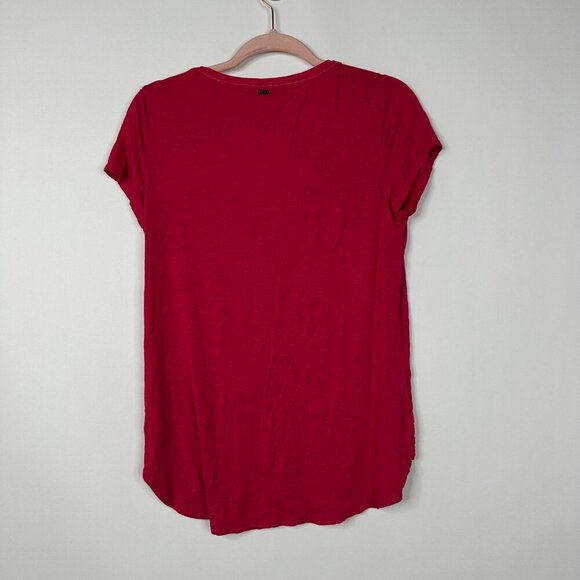 2/$30 White House Black Market Cap Short Sleeve Tee V-Neck Fitted Red #A0126 - Picture 4 of 8